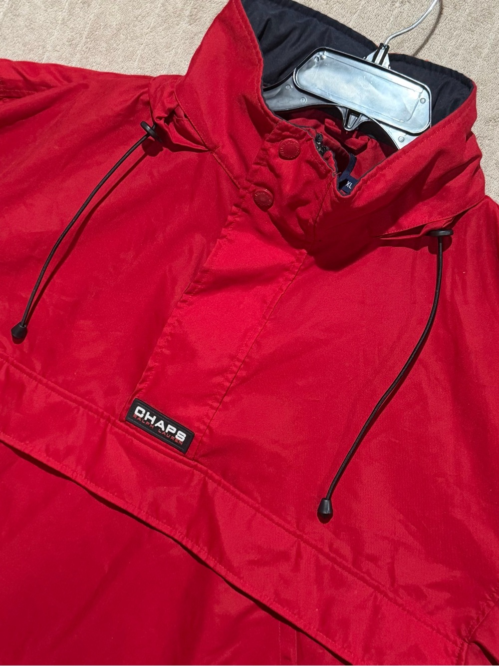 Vintage 90’s Y2K Ralph Lauren Red Anorak Pullover Windbreaker Jacket Men’s XL
